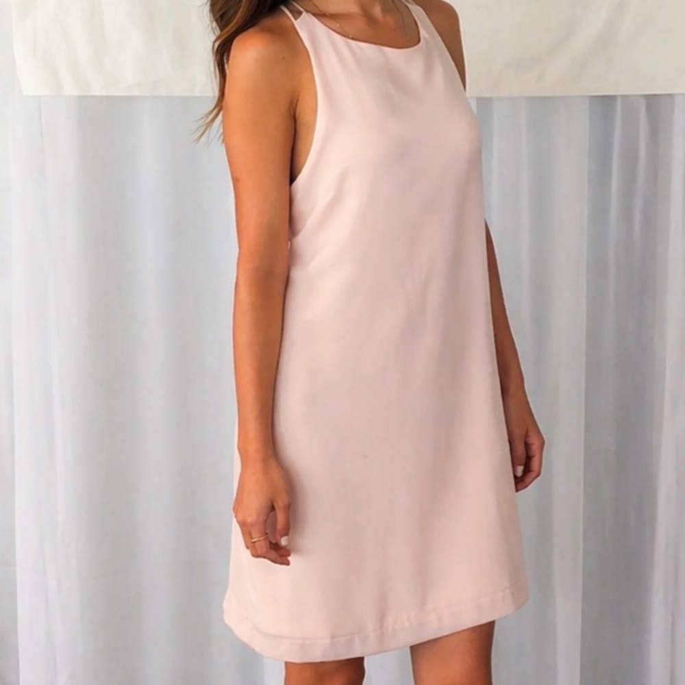 Zara Sleeveless Blush Shift Dress - Soft Pink